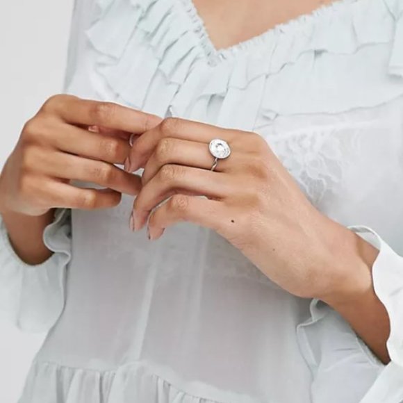 Ted Baker Silver Keriann Swarovski Crystal Big Button Ring - Picture 4 of 4